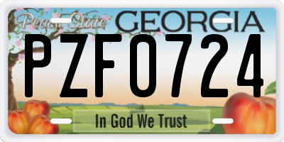 GA license plate PZF0724