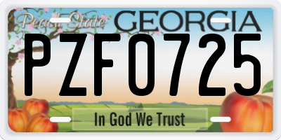 GA license plate PZF0725