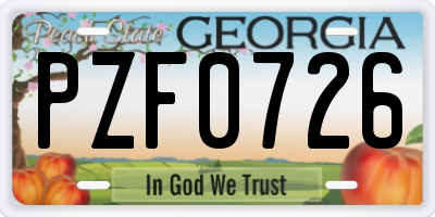 GA license plate PZF0726