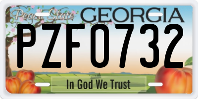 GA license plate PZF0732