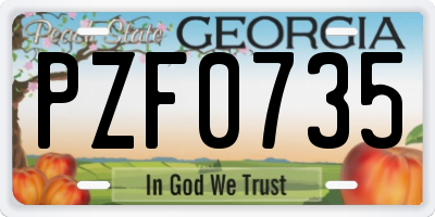 GA license plate PZF0735