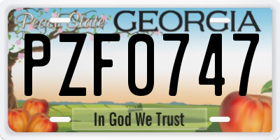 GA license plate PZF0747