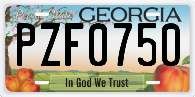GA license plate PZF0750