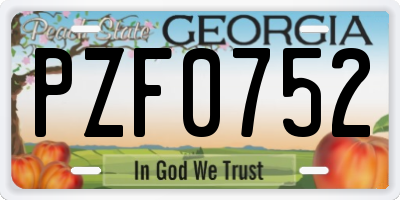 GA license plate PZF0752