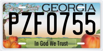 GA license plate PZF0755