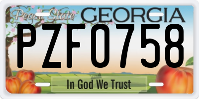 GA license plate PZF0758