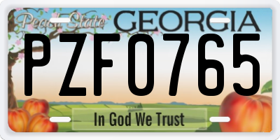 GA license plate PZF0765