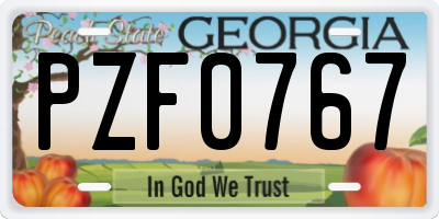 GA license plate PZF0767
