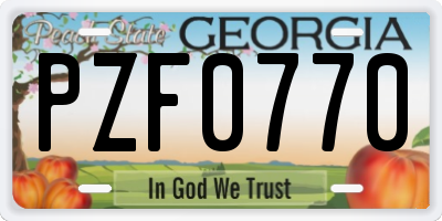 GA license plate PZF0770