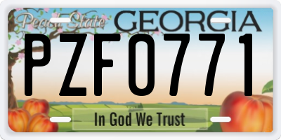 GA license plate PZF0771