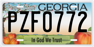 GA license plate PZF0772