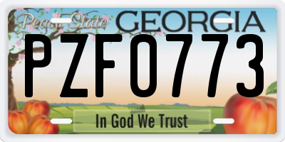 GA license plate PZF0773