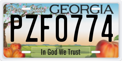 GA license plate PZF0774