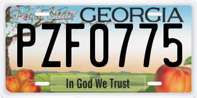 GA license plate PZF0775