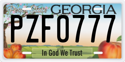 GA license plate PZF0777