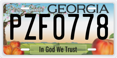 GA license plate PZF0778