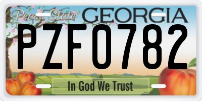 GA license plate PZF0782