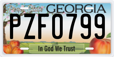 GA license plate PZF0799