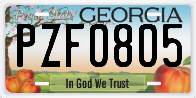 GA license plate PZF0805