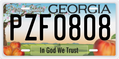 GA license plate PZF0808