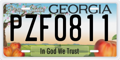 GA license plate PZF0811