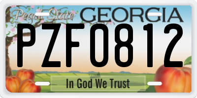 GA license plate PZF0812