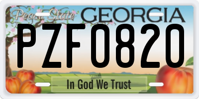 GA license plate PZF0820