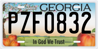 GA license plate PZF0832