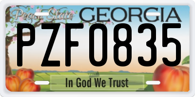 GA license plate PZF0835