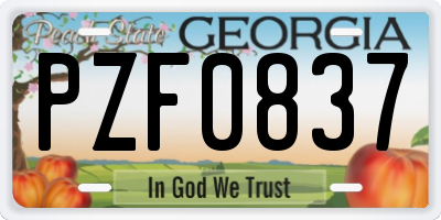 GA license plate PZF0837