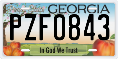 GA license plate PZF0843