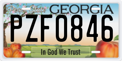 GA license plate PZF0846