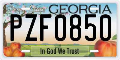 GA license plate PZF0850