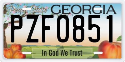 GA license plate PZF0851