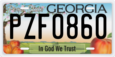 GA license plate PZF0860