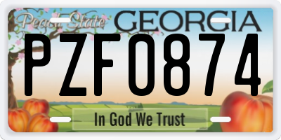 GA license plate PZF0874