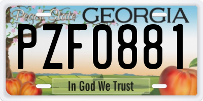 GA license plate PZF0881