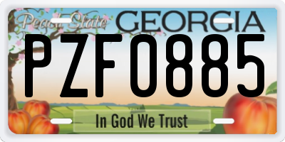 GA license plate PZF0885