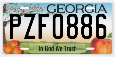 GA license plate PZF0886