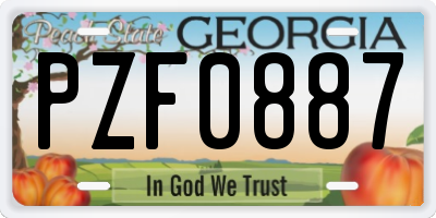 GA license plate PZF0887