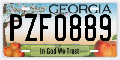 GA license plate PZF0889