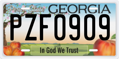 GA license plate PZF0909