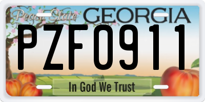 GA license plate PZF0911