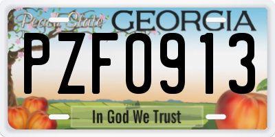 GA license plate PZF0913