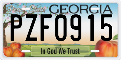 GA license plate PZF0915