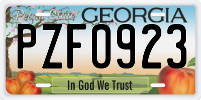 GA license plate PZF0923