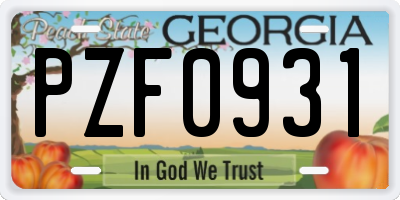 GA license plate PZF0931
