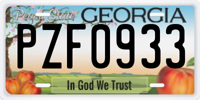 GA license plate PZF0933