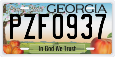 GA license plate PZF0937
