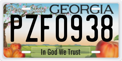 GA license plate PZF0938